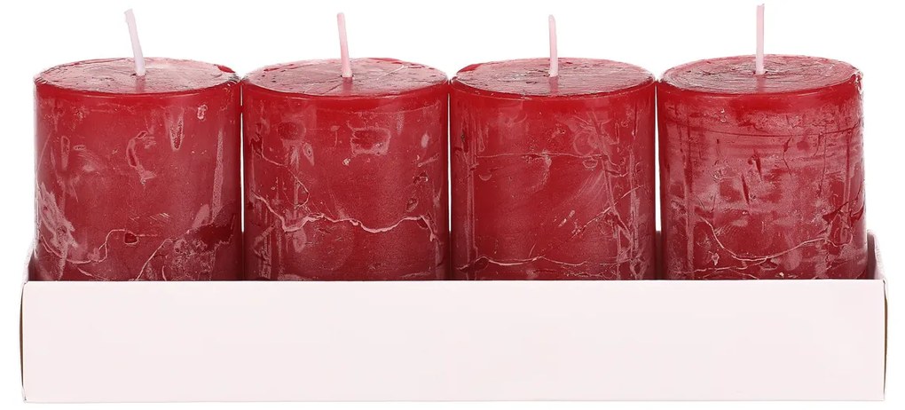 Zestaw świec, czerwone, 4 szt., parafinowe