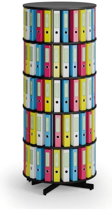 Regał obrotowy na segregatory, 5 półki, czarny