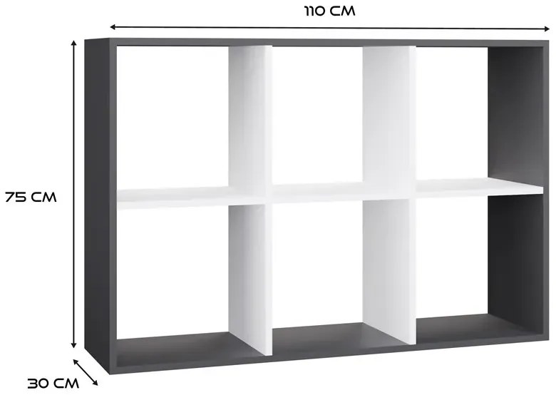 Niski regał na książki antracyt + biały E6-B81