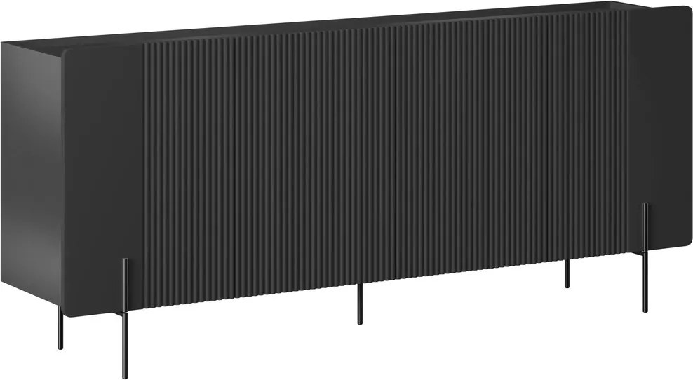 Komoda Malmi 200 cm czterodrzwiowa - czarny mat / czarne nóżki