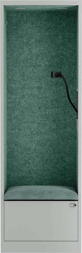 Kabina akustyczna z siedziskiem Sally MentalBox, 60 x 40 x 185 cm, szary/zielony
