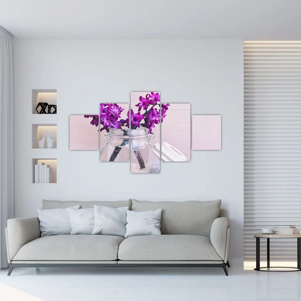 Obraz fioletowych kwiatów (125x70 cm)