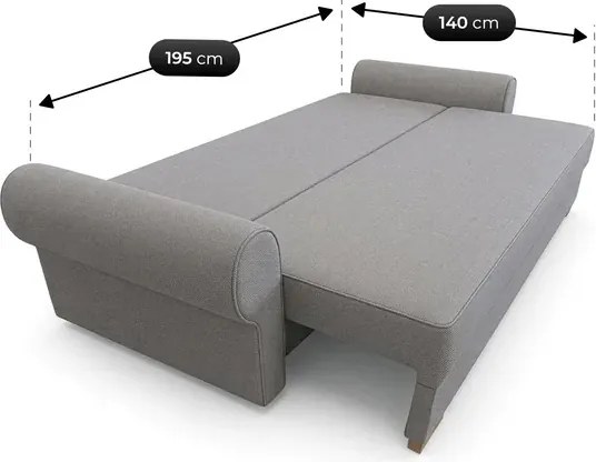 Sofa z Funkcją Spania RELON Szara Glamour