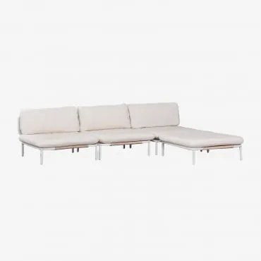Sofa Modułowy Ogrodowy 3-częściowy Z Pufą Ze Stali Roubly Beige Migdałowa - Sklum