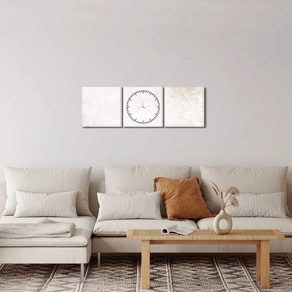 Obraz - Mandale na ścianie (z zegarem) (90x30 cm)