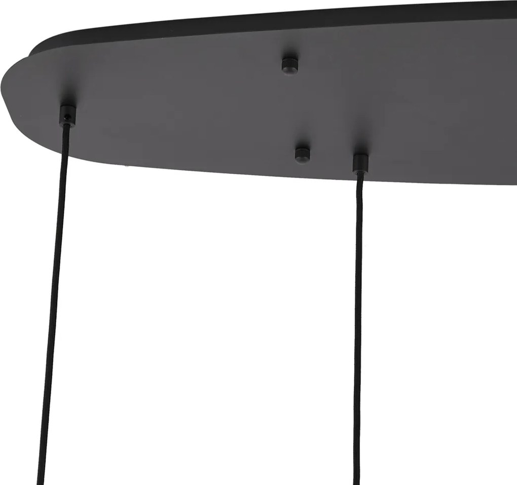 Designerska lampa wisząca czarna z przydymionym szkłem 5-punktowa - Gus