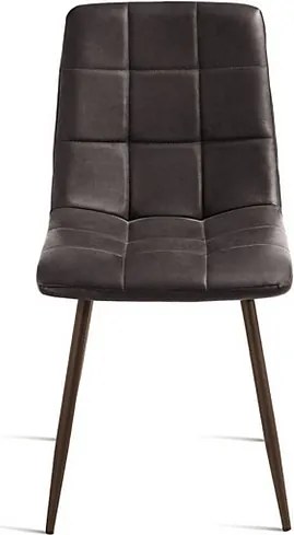 Komplet 4 nowoczesnych brązowych krzeseł "Siviglia" z metalową ramą malowaną proszkowo, siedziskiem z ekoskóry o miękkim dotyku