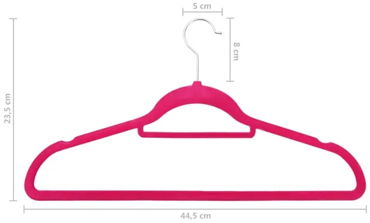 Komplet 20 szt. różowych aksamitnych wieszaków M3-R36