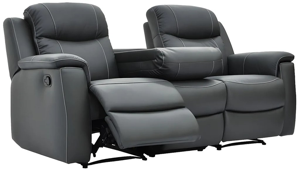 Kanapa skórzana 3-osobowa EVASION z funkcją relax - Szary