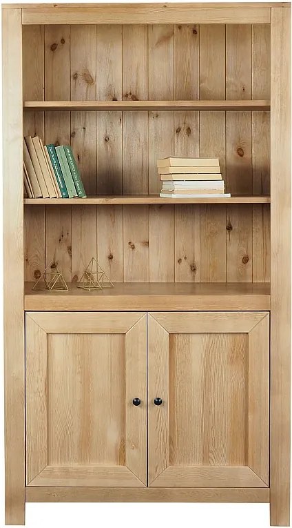 Regał drewniany 200 x 110 z drzwiczkami i półkami Madison, kolor dębowy