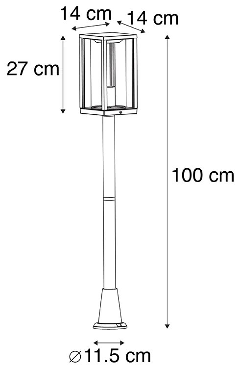 Zewnetrzna Industrialna lampa podłogowa zewnętrzna czarna 100 cm IP44 - CharloisDesignerski Oswietlenie zewnetrzne