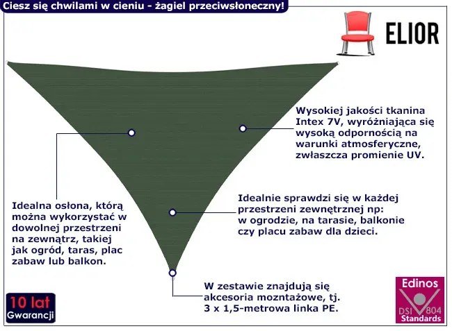 Ciemnozielony żagiel przeciwsłoneczny - Satus