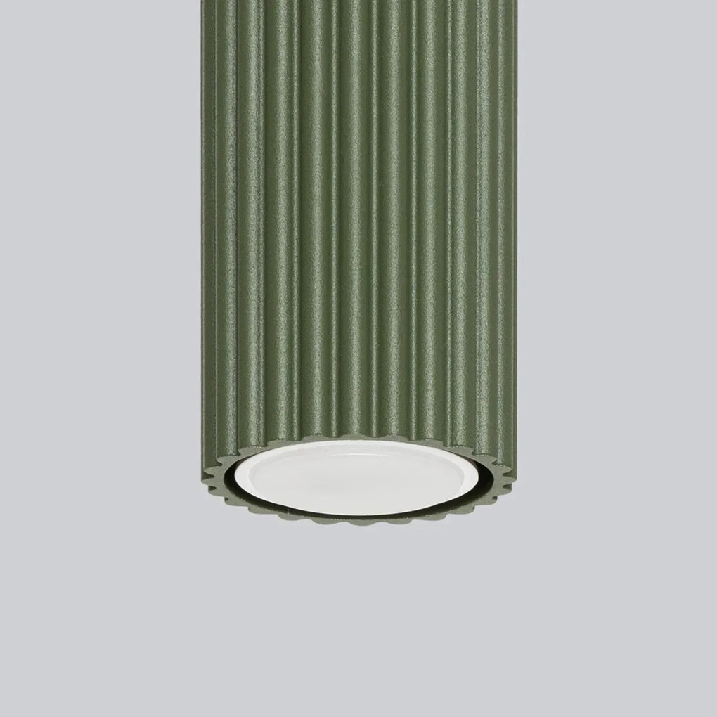 Plafon KARBON 40 zielony oliwkowy ryflowany SOLLUX  LIGHTING
