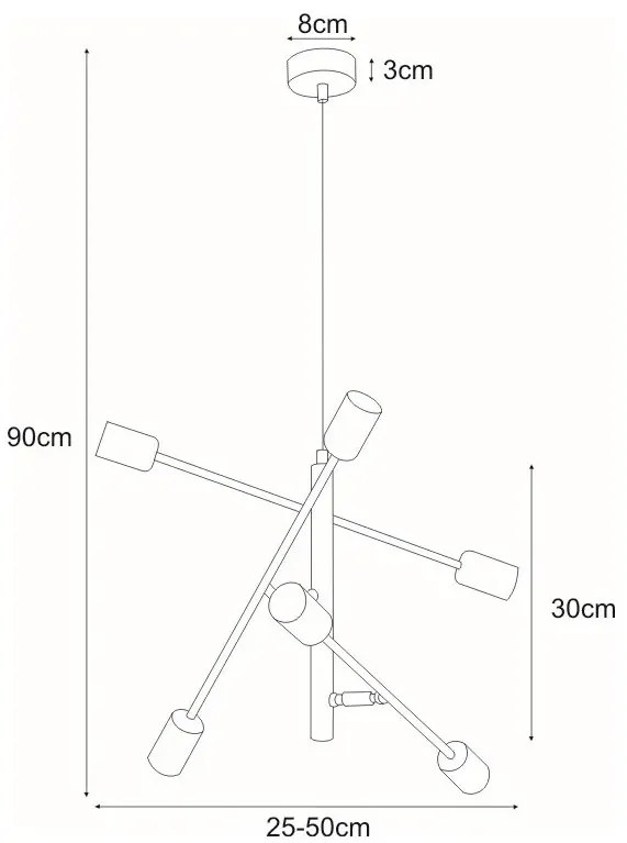 Lampa wisząca ruchome patyki - 3X S138 B3-E44