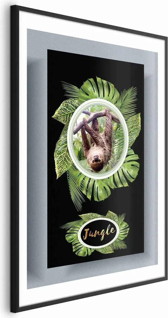 Plakat Leniwiec 40x60 cm z ramą czarną z marginesem ARTGEIST B