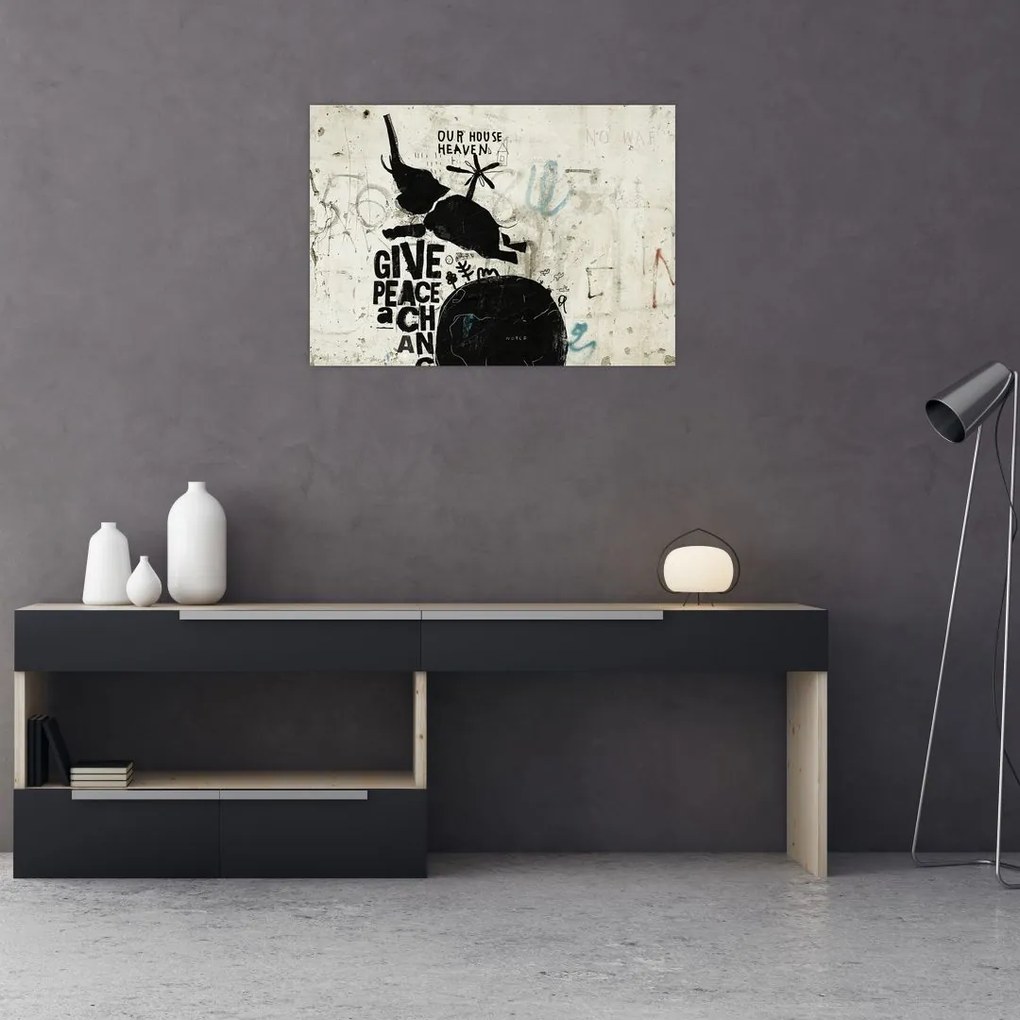 Obraz na szkle - Słoń nad ziemią (70x50 cm)