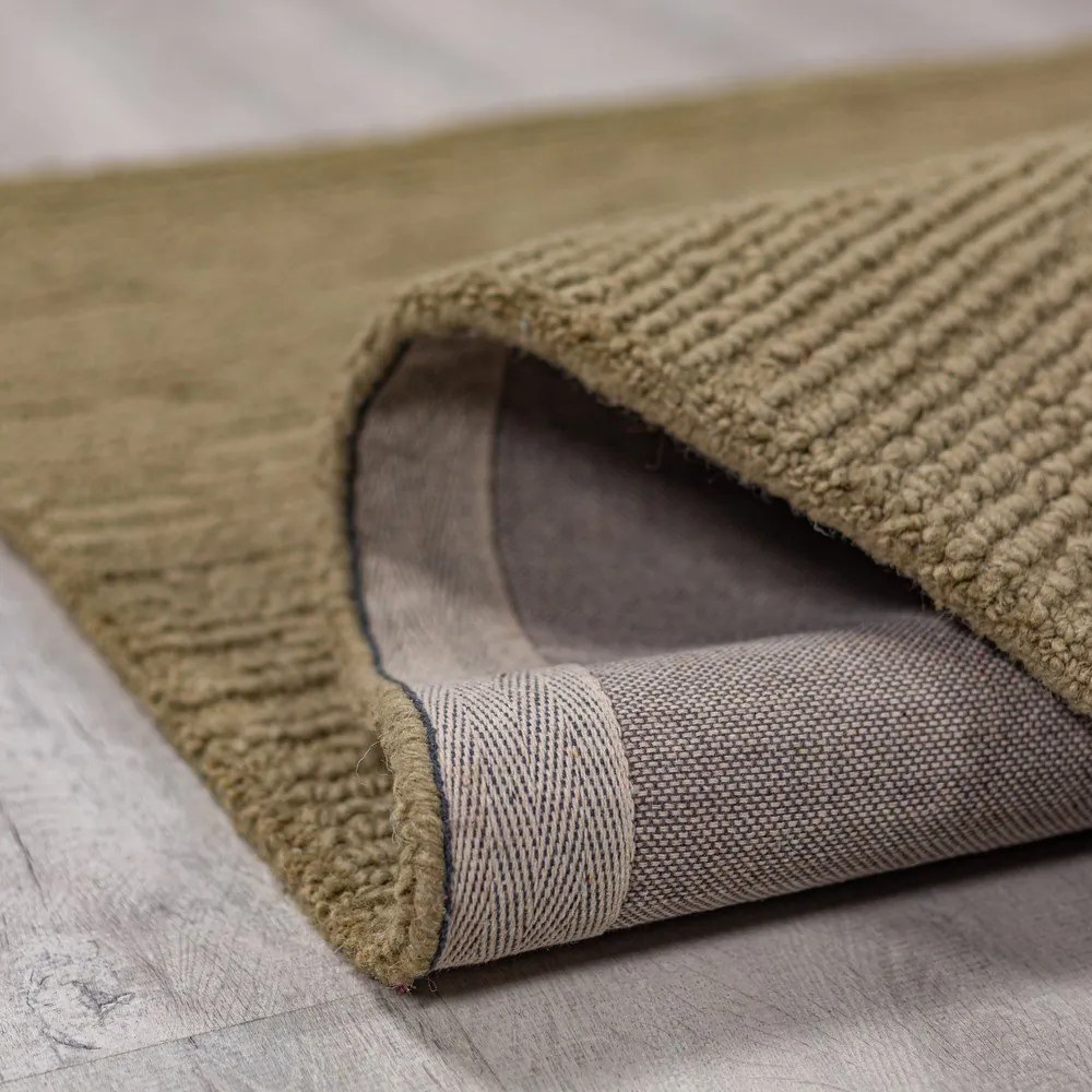 Wełniany dywan tkany ręcznie w kolorze khaki 120x170 cm Harris Boucle – Flair Rugs