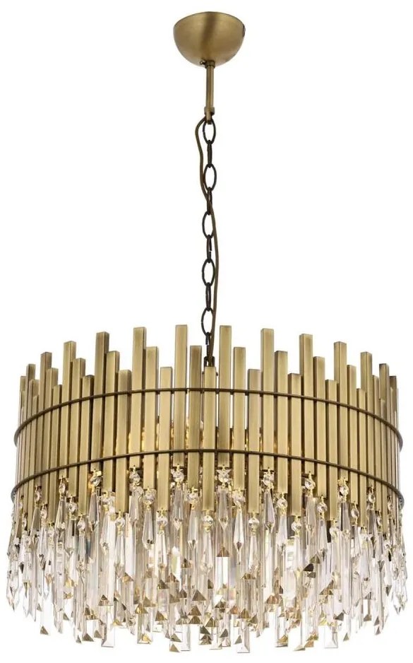 Žyrandol na łańcuchu CRYSTALLINE 8xE27/40W/230V, średnica 60 cm, mosiądz