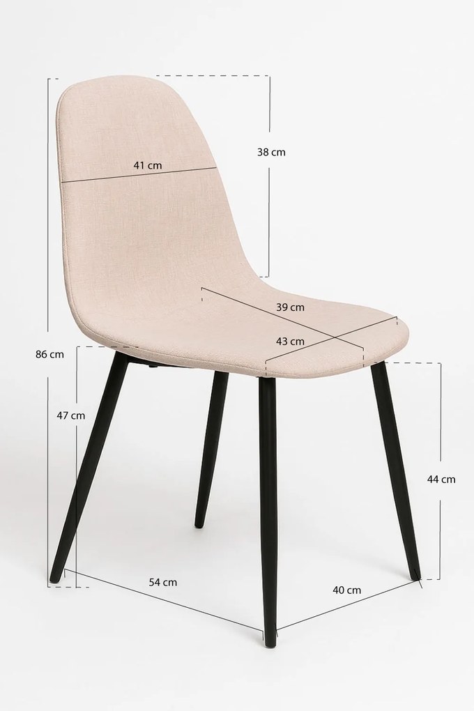 Pakiet 4 krzese z czarnej tkaniny Teok