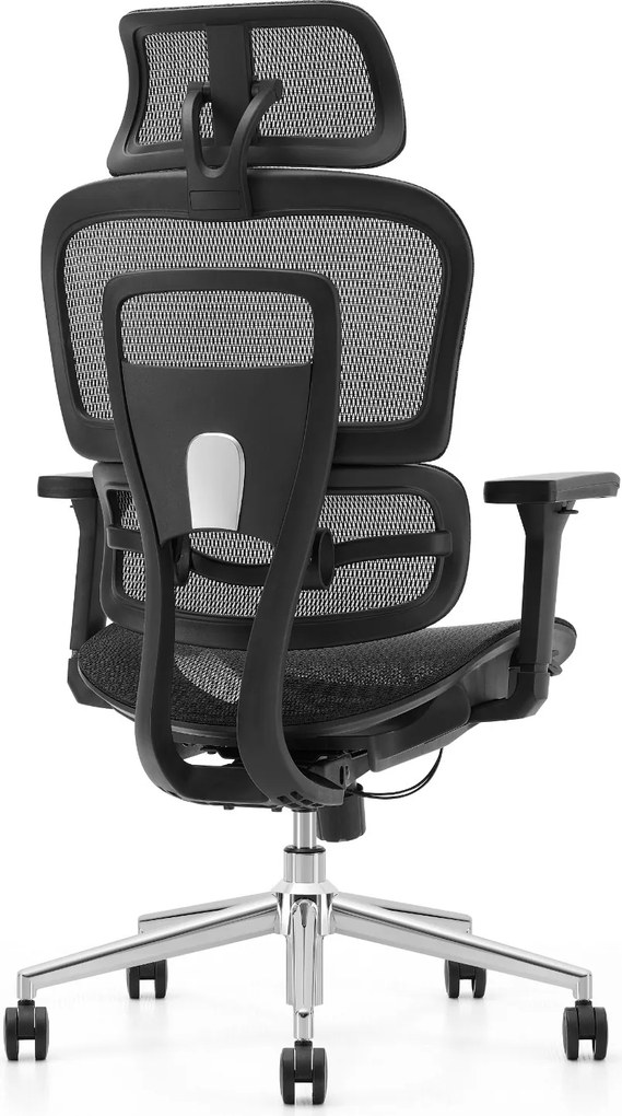 Fotel biurowy siatkowy Ergomix z zagłówkiem, zgodny z normą BHP