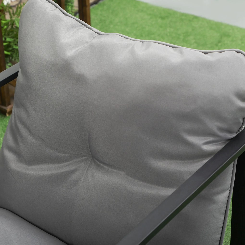 Kanapa zewnętrzna Outsunny stalowa 114x70x67cm szara + czarna - Salon ogrodowy meble ogrodowe | Aosom PL