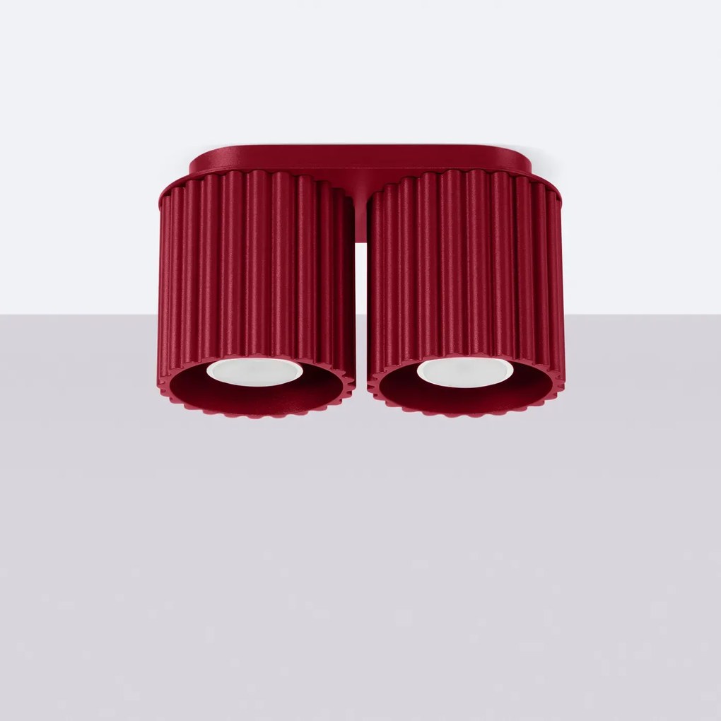 Plafon dwupunktowy AURA 2 burgund GU10 ryflowany  SOLLUX  LIGHTING