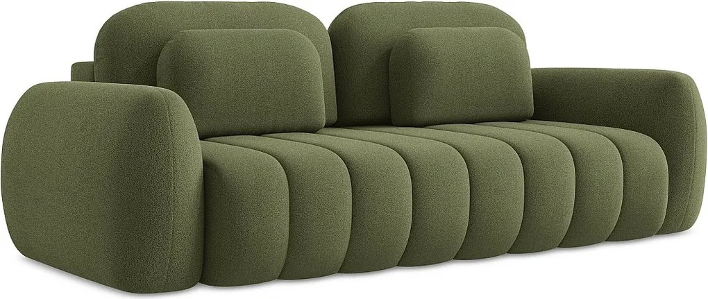 Kanapa 3-osobowa z funkcją spania - z tkaniny bouclé - zielony - PELE