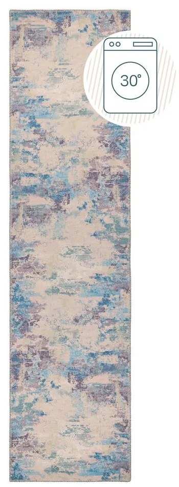 Niebiesko-fioletowy chodnik z mieszanki włókien z recyklingu odpowiedni do prania 60x230 cm Reid – Flair Rugs