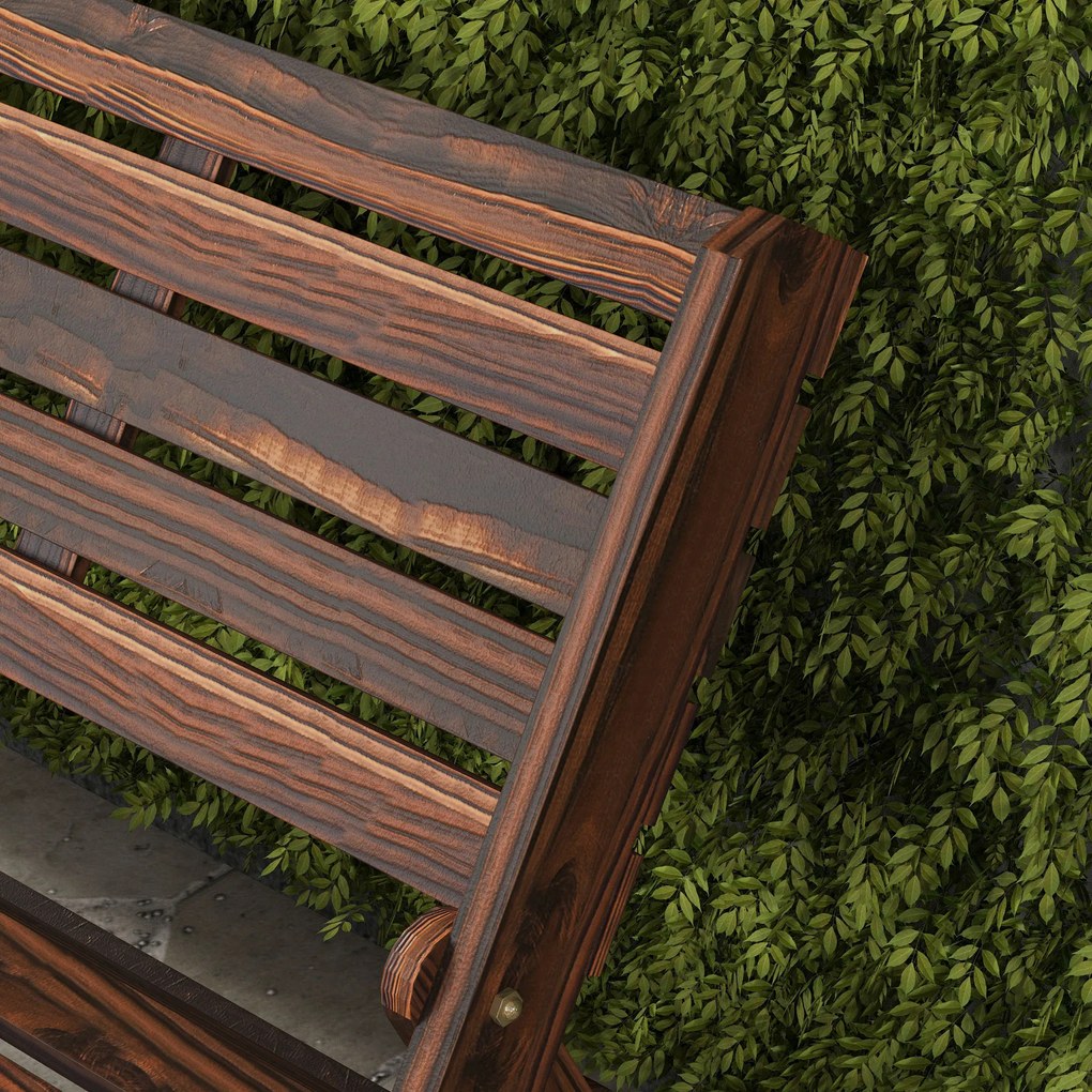 Outsunny Ławka ogrodowa dwuosobowa z oparciem Drewniana Wypalana 122x63x83 cm do 250 kg | Aosom PL