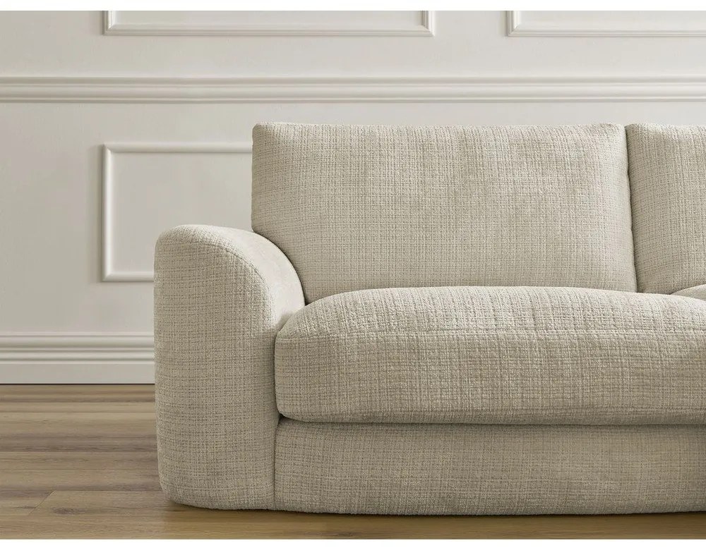 Beżowy narożnik z tkaniny szenilowej (prawostronny/z szezlongiem) Leonore – Bobochic Paris