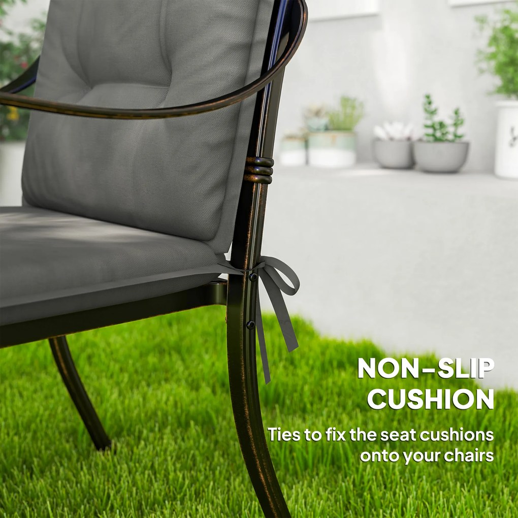 Outsunny Zestaw 4 Poduszek na Siedzenia 108 x 50 x 5 cm z Paskami, Do Użytku Wewnątrz i Na Zewnątrz, Jasnoszary