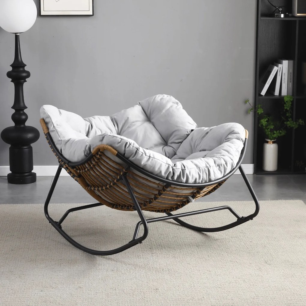 Bujany fotel ogrodowy z poduszką Elton, szary