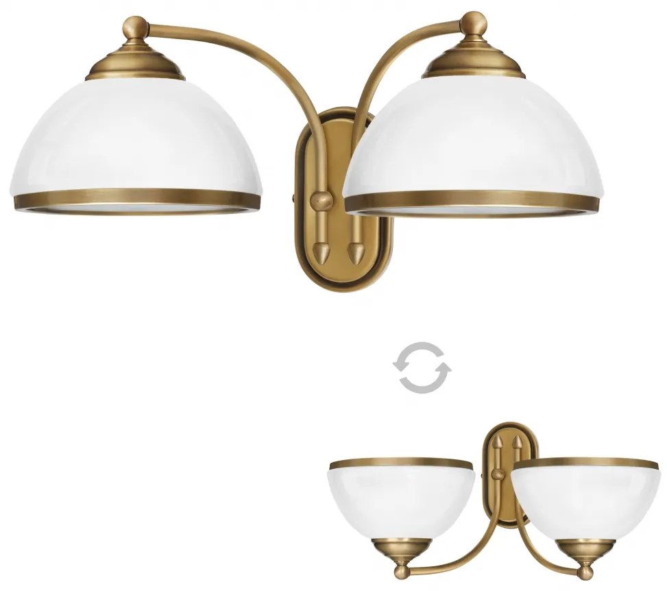 Mosiężny kinkiet z dwoma kloszami YR-K2