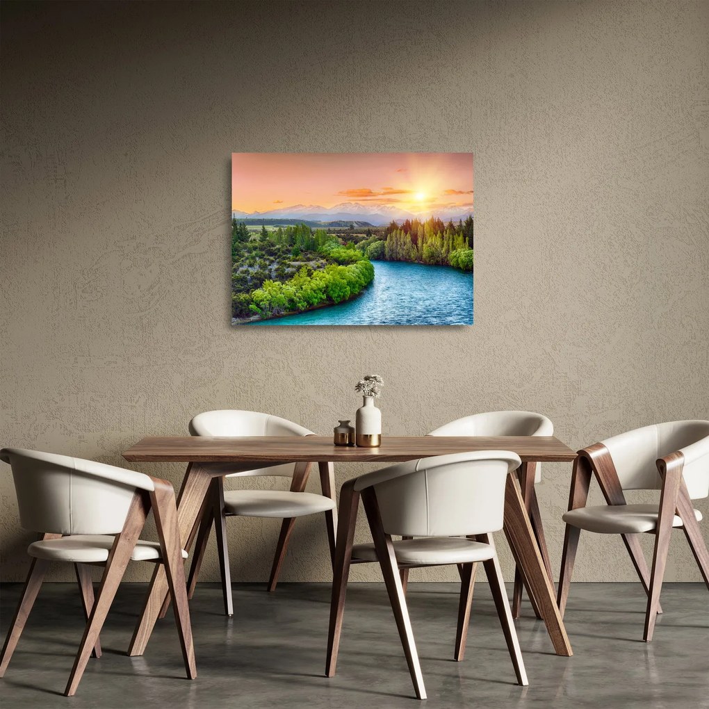 Obraz na szkle - Leśny krajobraz górski (70x50 cm)