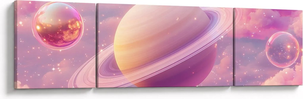 Obraz - Różowa planeta (170x50 cm)