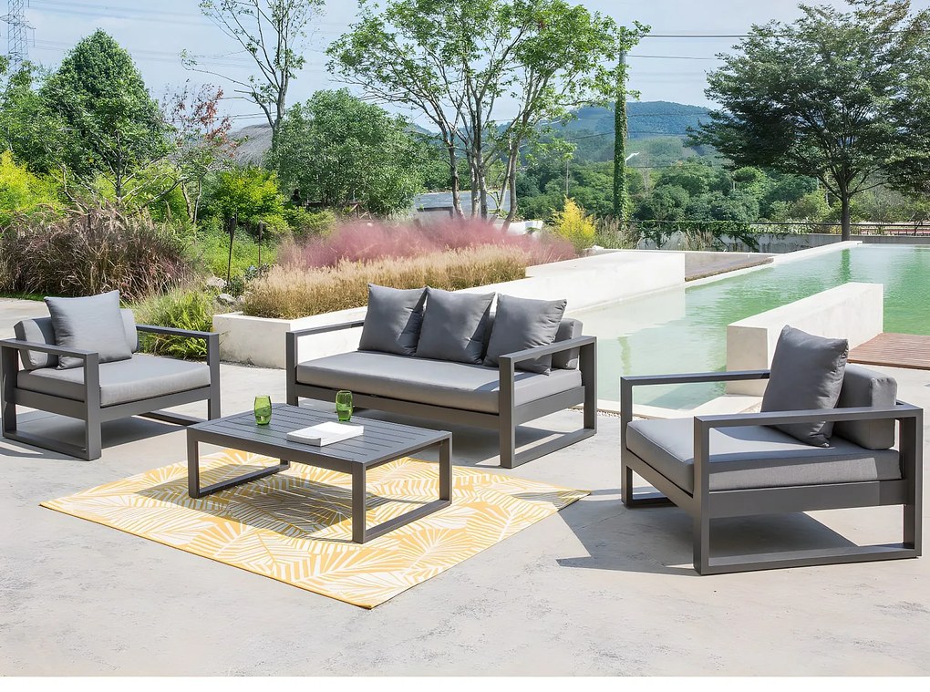 Kanapa ogrodowa 3-osobowa z aluminium – kolor antracytowy - MOLOKAI