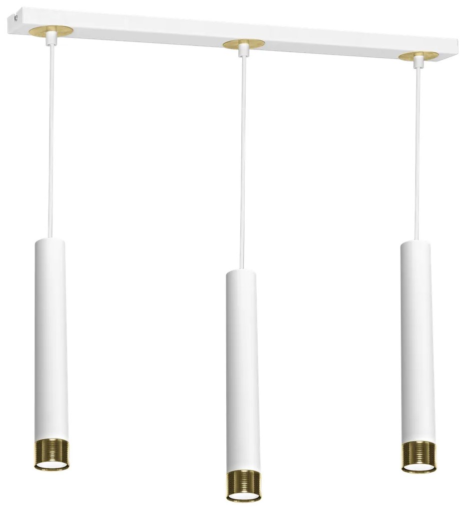 Lampa wisząca, potrójna, biała, złota, nad wyspę, stół DANI WHITE/GOLD 3xGU10