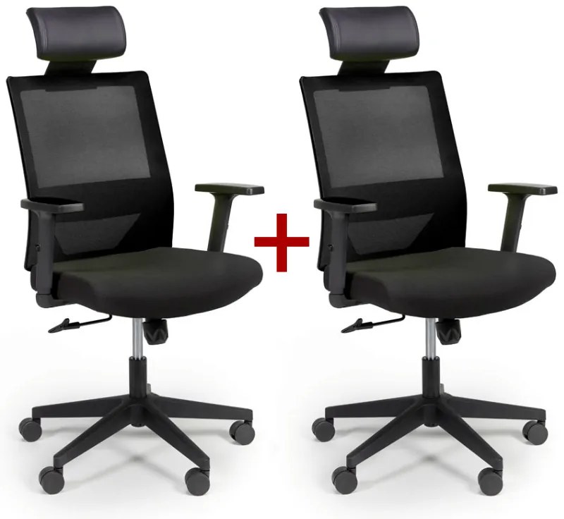 Krzesło biurowe WOLF 1+1 GRATIS, czarny