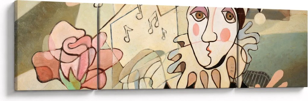 Obraz - Kubizm - harlequin and rose (170x50 cm)