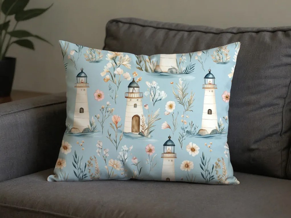 Poszewka na poduszkę z polibawełny LIGHTHOUSE POLY 50x70 cm, niebieska