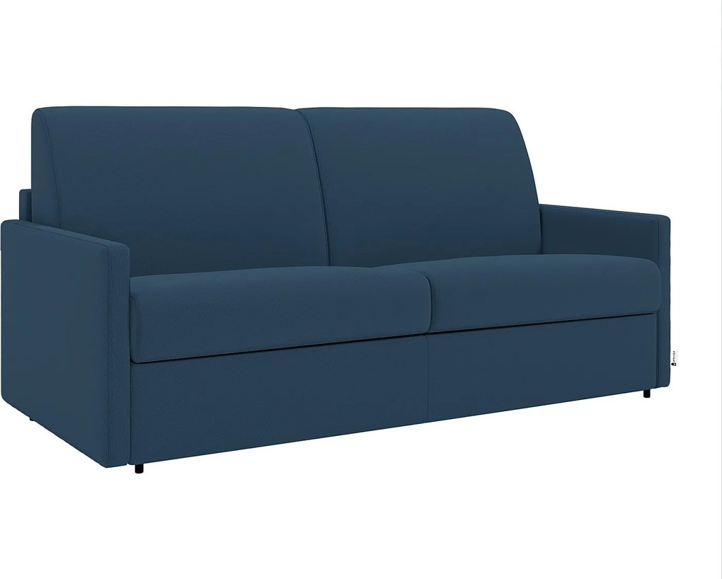 Kanapa 3-osobowa rozkładana typu express z tkaniny - Niebieski ciemny - Pow. spania 140 cm - Materac 14 cm CALIFE