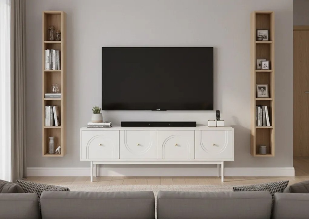 Szafka RTV w stylu glamour Marlen 155 cm, kolor kaszmir