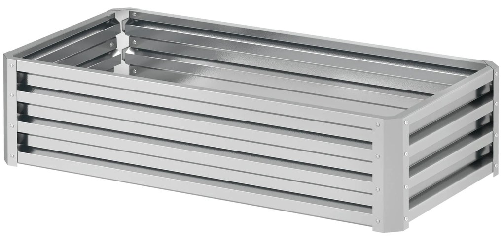 Outsunny Wysoki kwietnik ogrodowy, odporny na warunki atmosferyczne, otwarte dno, stal ocynkowana, 120 cm x 60 cm x 30,5 cm, Srebrny