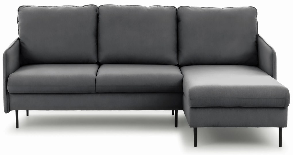 Narożnik z funkcją spania Taila Mini prawostronny - szary welur Velluto 18 / czarne nogi