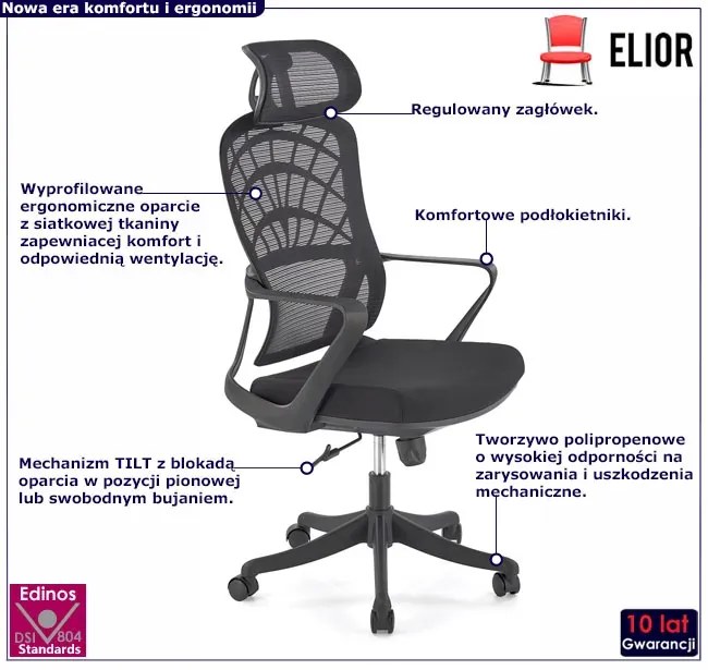 Czarny fotel obrotowy z mechanizmem tilt F0-N15