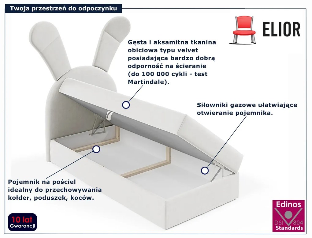 Białe dziecięce łóżko kontynentalne 100x200 cm K4-W94