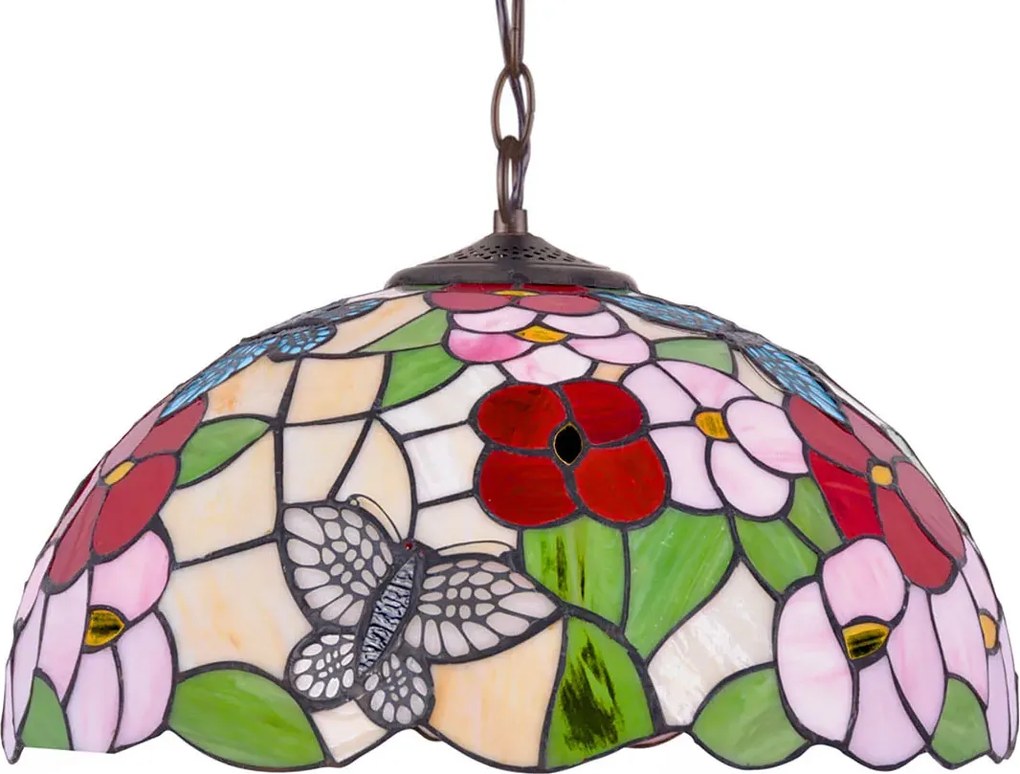 Kolorowa witrażowa lampa wisząca w kwiaty - 5X A663 W8-G47