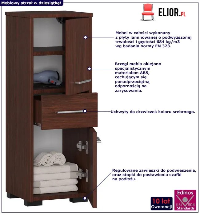Klasyczny Półsłupek Łazienkowy Wenge H0-B31