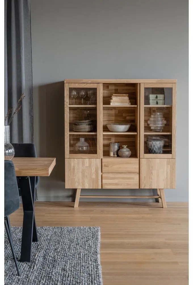 Naturalna witryna z litego drewna dębowego 130x150 cm Brooklyn – Rowico