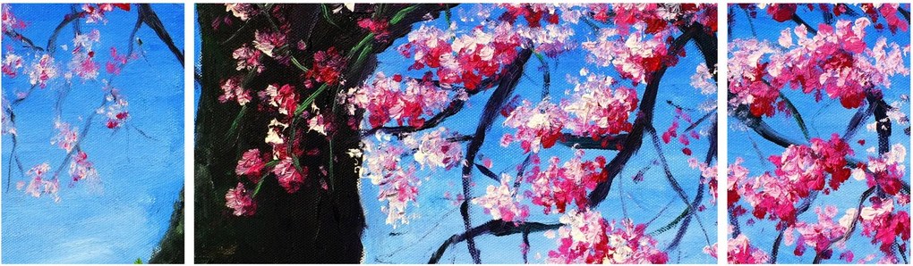 Obraz malowanego kwiatu wiśni (170x50 cm)